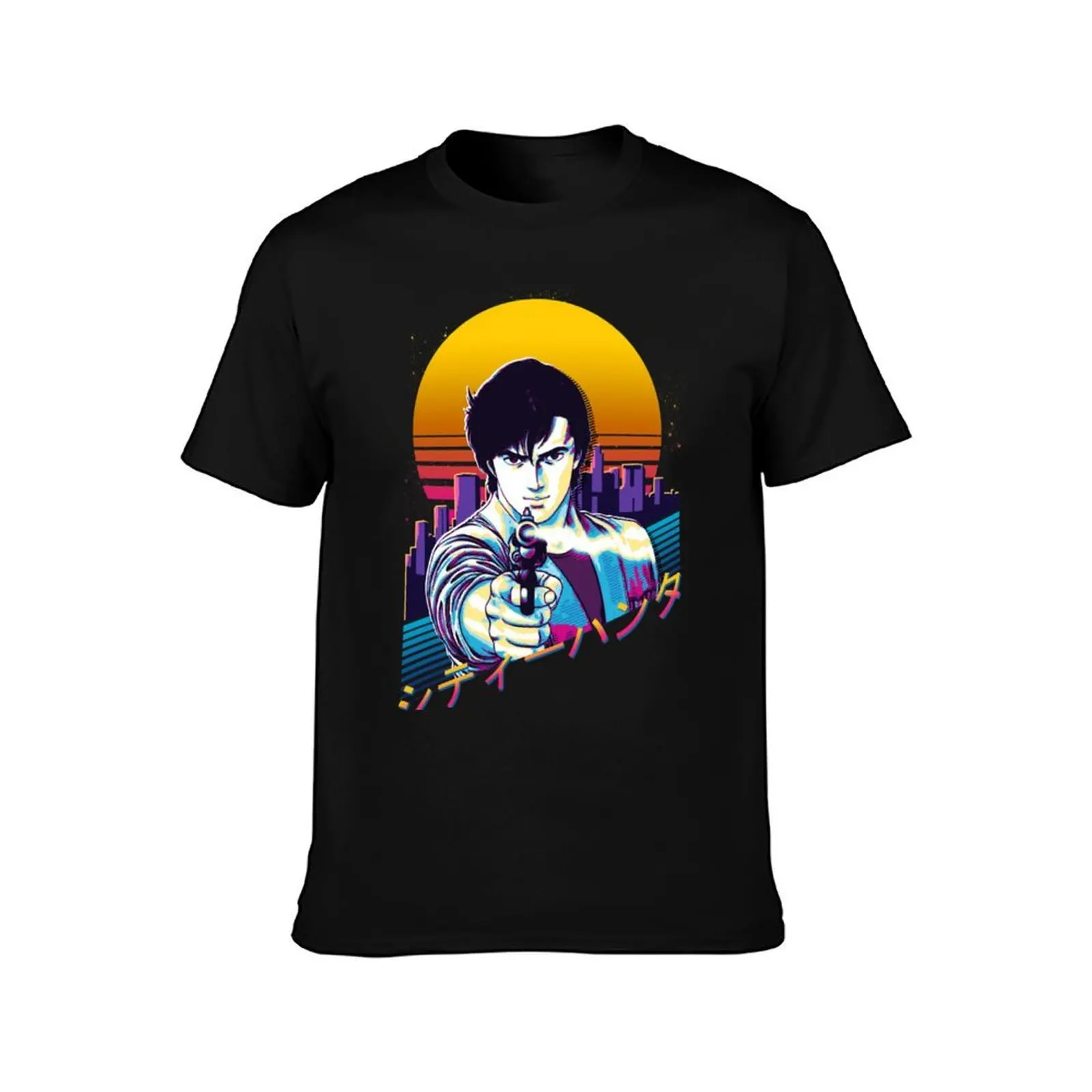 City Hunter - Ryo Saeba Retrowave Essential T-Shirt, Summer Casual Cotton Tee, Oversized Streetwear Tops, Vintage Graphic Print