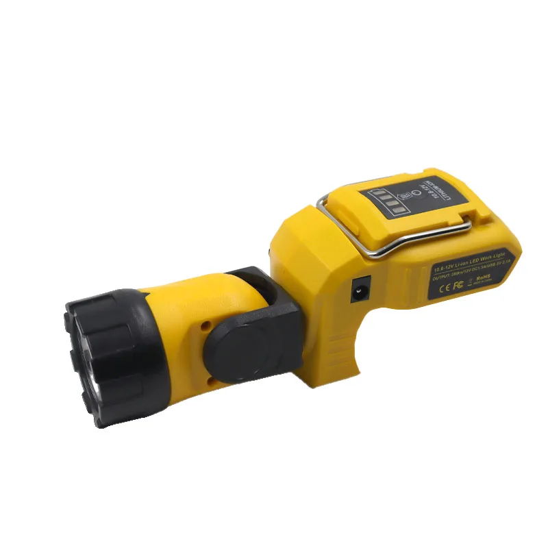 Imagem -05 - Portátil Spotlight Led Luz de Advertência Trabalho Lâmpada Lanterna Usb Carregador para Dewalt Dcb120 10.8v 12v Li-ion Bateria Amarelo