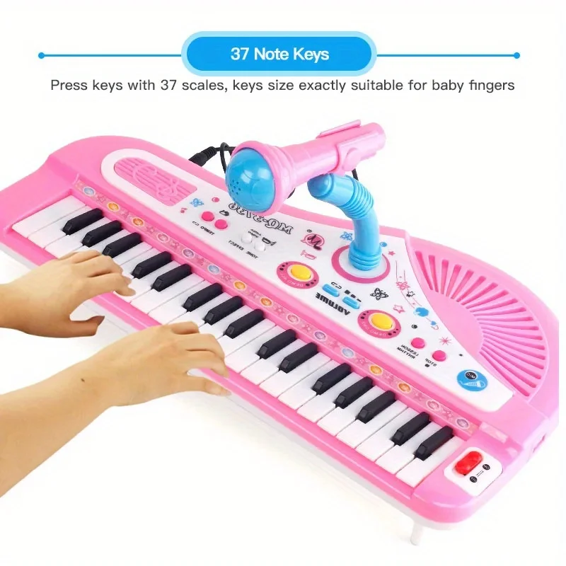 Musikalisches Klavier für Kinder, 37-Tasten-Klavier mit elektronischer Tastatur für Kinder mit Mikrofon, Musikinstrument, Lernspielzeug für Jungen und Mädchen