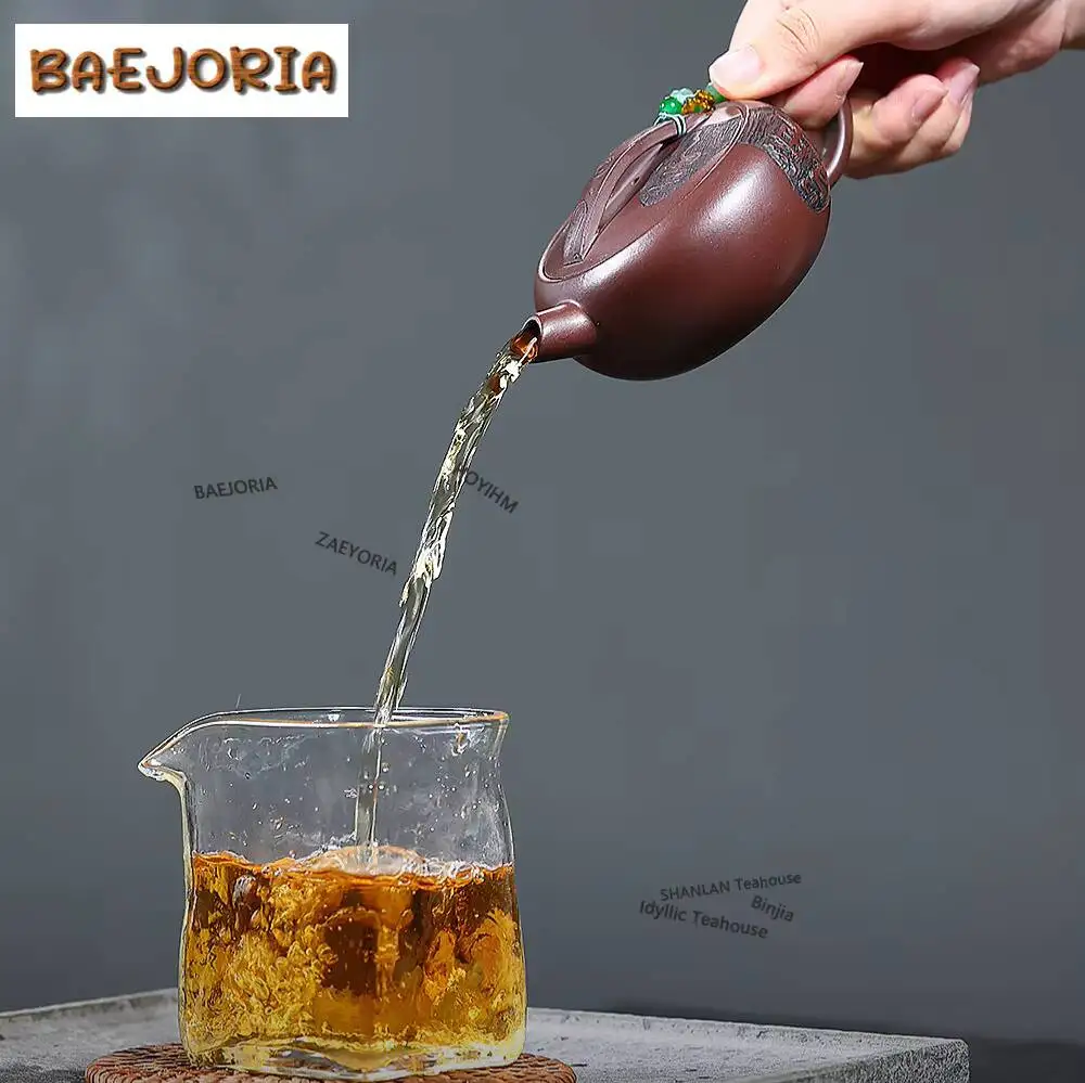 170ml Vintage Yixing Purple Clay Teapots Famous Master Handmade A Tile Pot Raw Ore Dragon Blood Sand Mud Kettle Zisha Tea Set