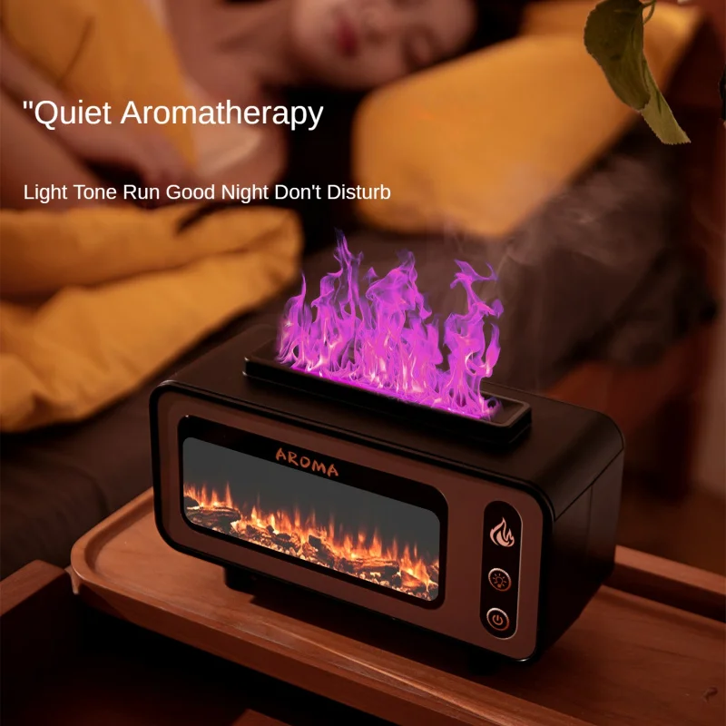 Flame aromatherapy machine for home bedroom, living room creative USB power supply large mist humidifier, office decoration.