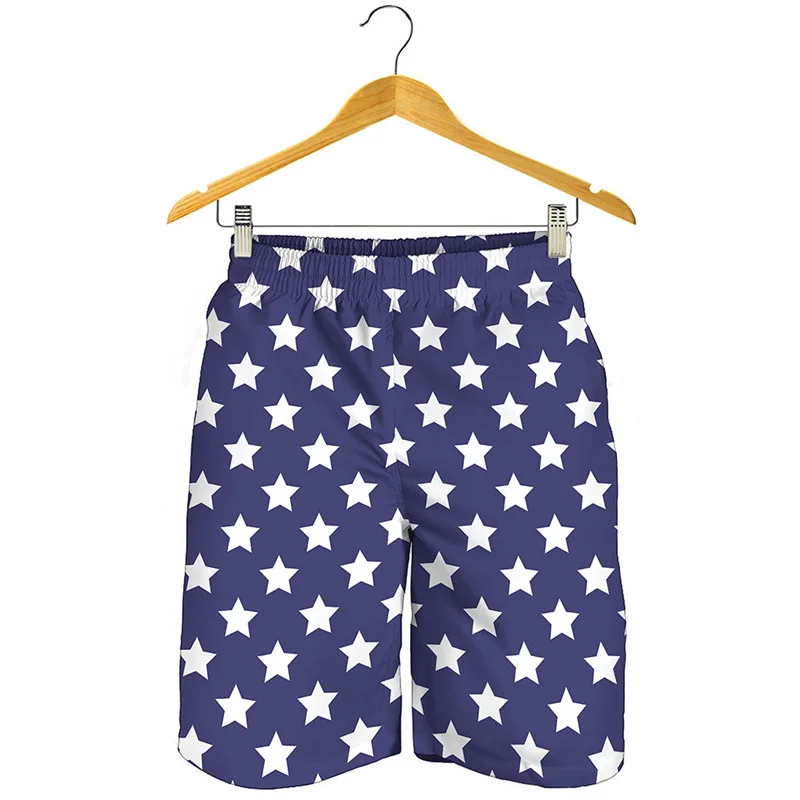 Fashion American Star 3D Printed Beach Shorts Men Sports Swimming Trunks Summer Board Shorts Streetwear Oversized Short Pants