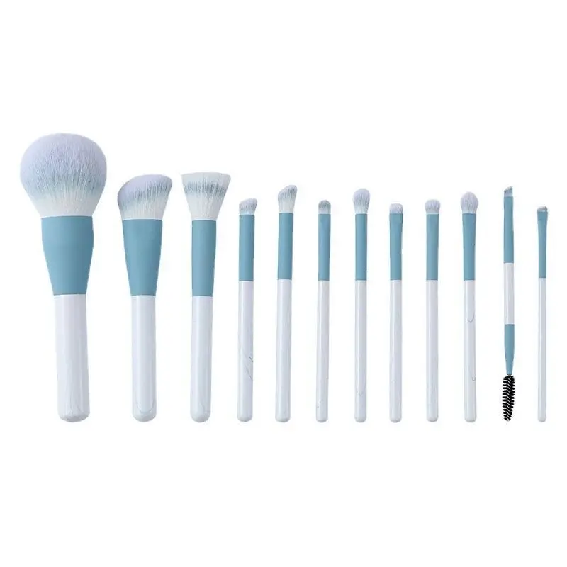 12Pcs Soft Blue Makeup Brushes Set for Cosmetic Beauty Foundation Blush Powder Eyeshadow Concealer Blending Make Up Brush