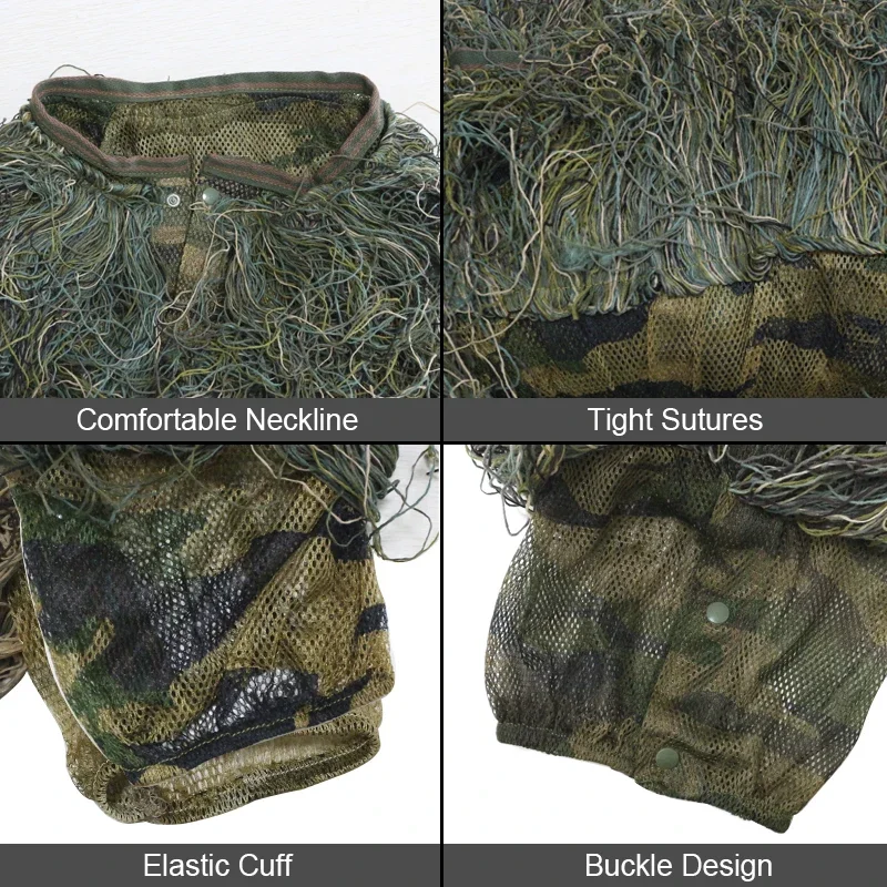 Nowy 5pcs/set Camouflage Ghillie Suit Yowie Tactical Clothes Camo Suit Hunting Paintball Ghillie Suit Men Hunting Clothes