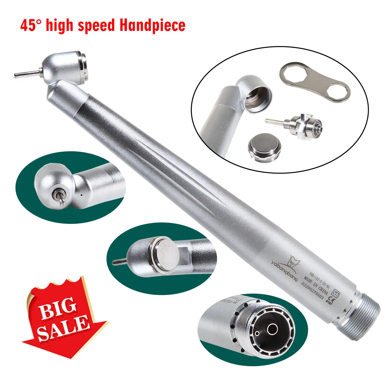 Dental 45 Degree Surgical High Speed Handpiece Single Water Spray Push Button Turbine 2/4Hole Nsk Type