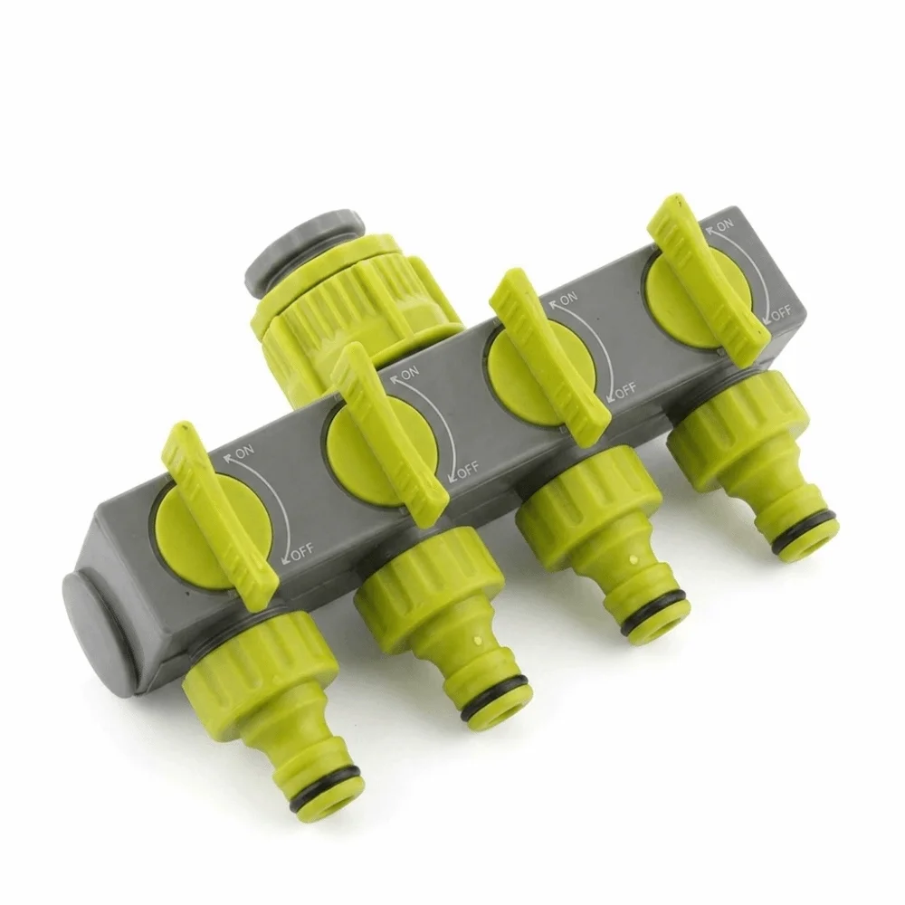4-Way Valve Diverter Garden Hose Splitter One In Four Out 1/2