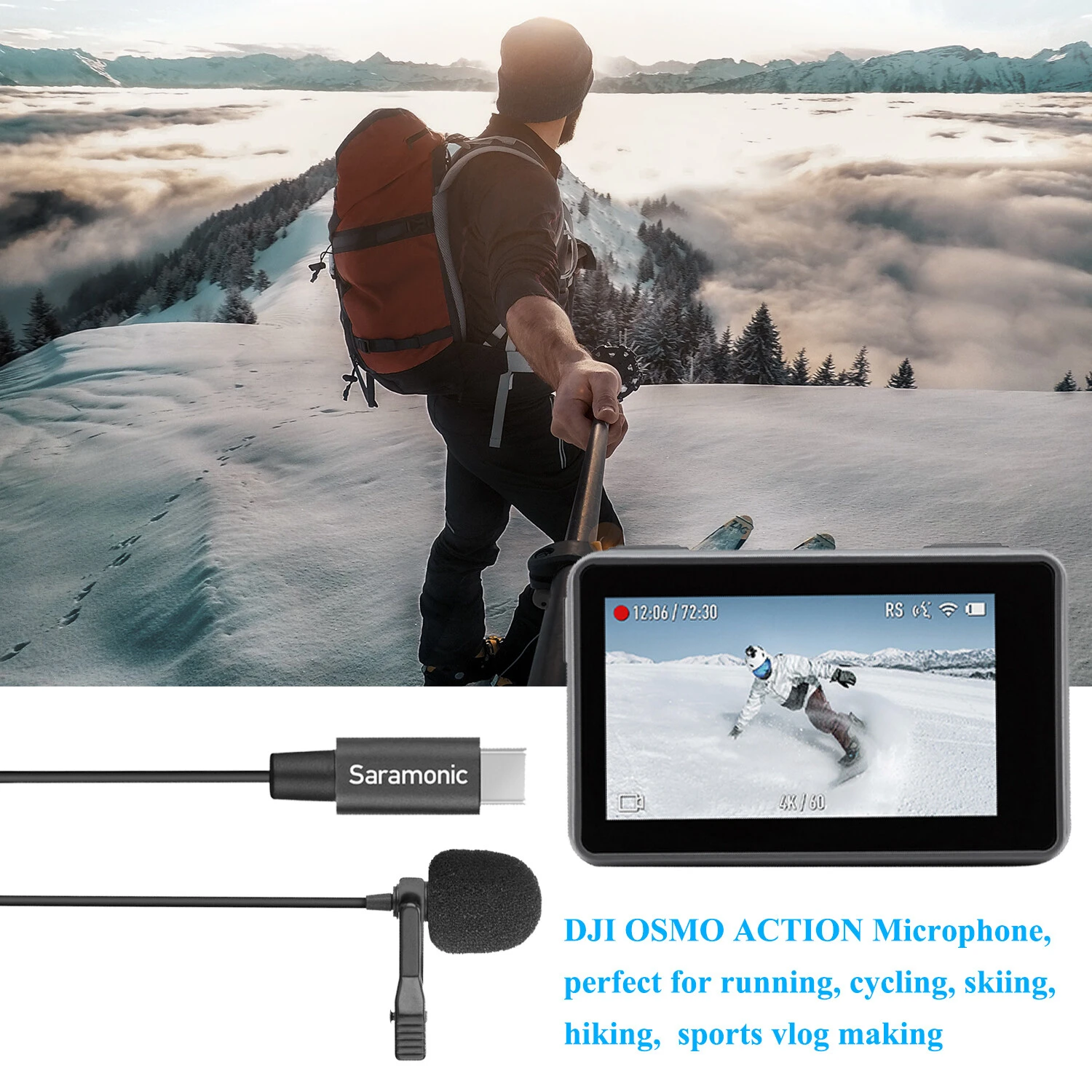 Saramonic LavMicro U3-OA  for DJI OSMO Action I only Condenser Lavalier Lapel Microphone YouTube Video Recording Streaming Vlog