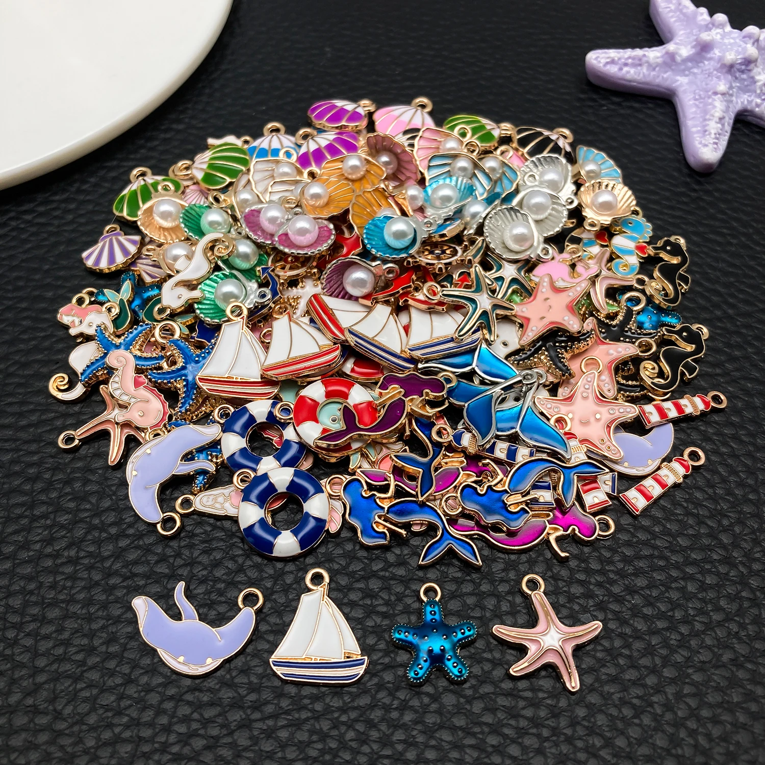 

20/50/100pcs Ocean Theme Pendant Set (Anchor/Seashell/Wave Designs) - DIY Jewelry Findings for Earrings, Bracelets & Nautical De