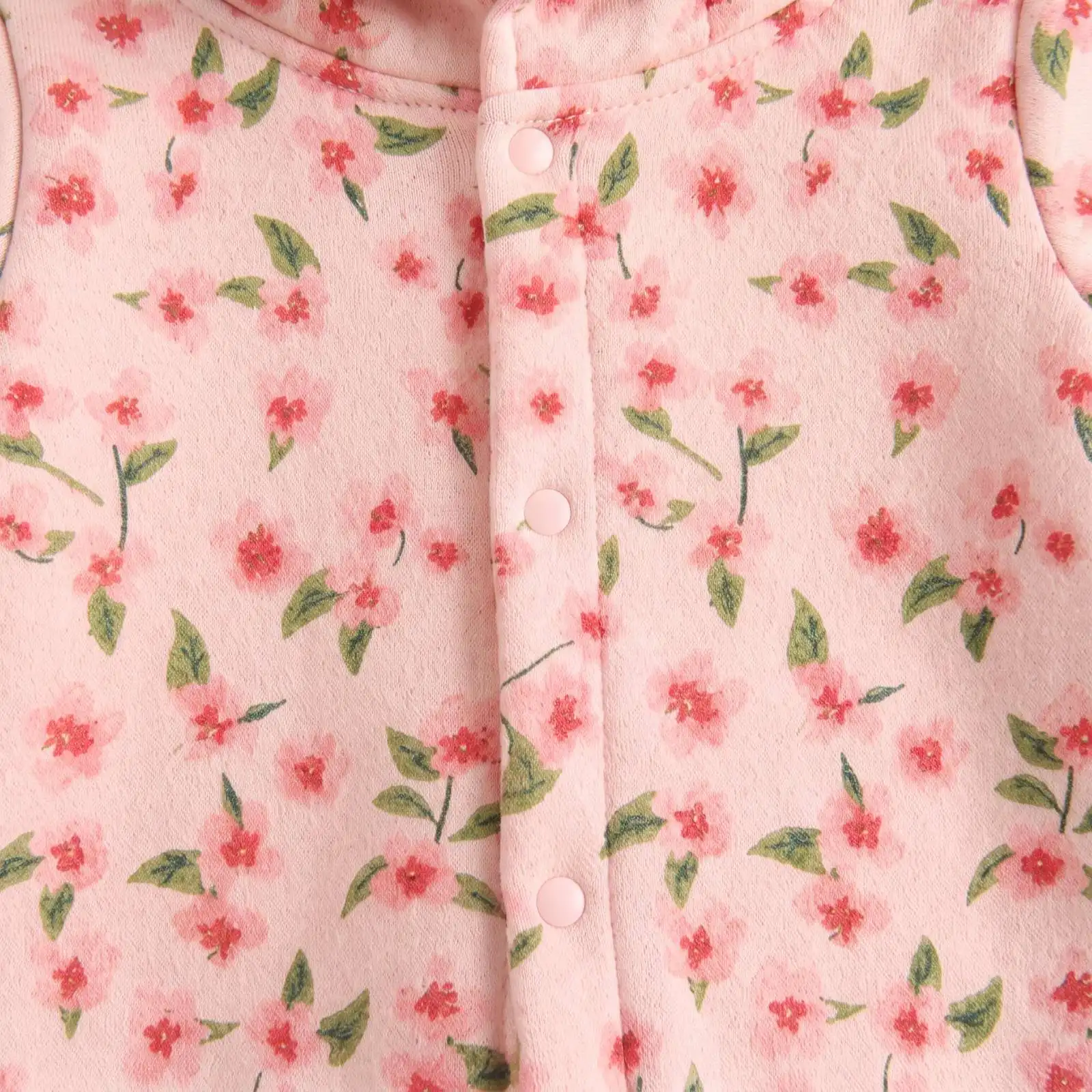 Winterwarmer, süßer Blumen-Baby-Strampler für Mädchen, langärmelig, verdickt, mit Kapuze – Detail 2