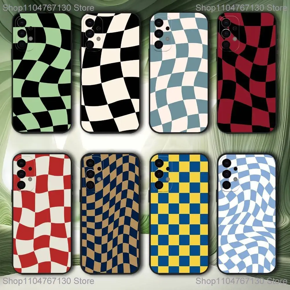 

checkerboard checked chess board Phone Case For Samsung S25,S24,S21,S22,S23,S30,Ultra,S20,Plus,Fe,Lite,5G Black Cover