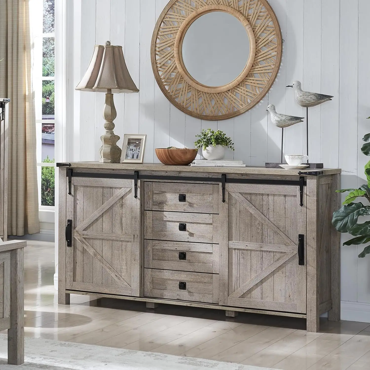 Farmhouse Sideboard Buffet Cabinet with Storage, 60