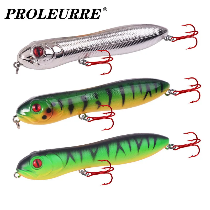 

1 Pcs Top water Wobbler Popper Fishing Lure 10cm 15g Snake Head Pencil Plastic Artificial Bait for Bass Pike Crankbaits Tackle