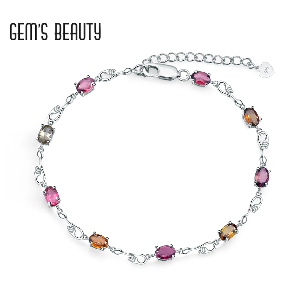 

GEM'S BEAUTY Bracelets for women Tourmaline 925 sterling silver luxury jewelry bracelets for women free shipping