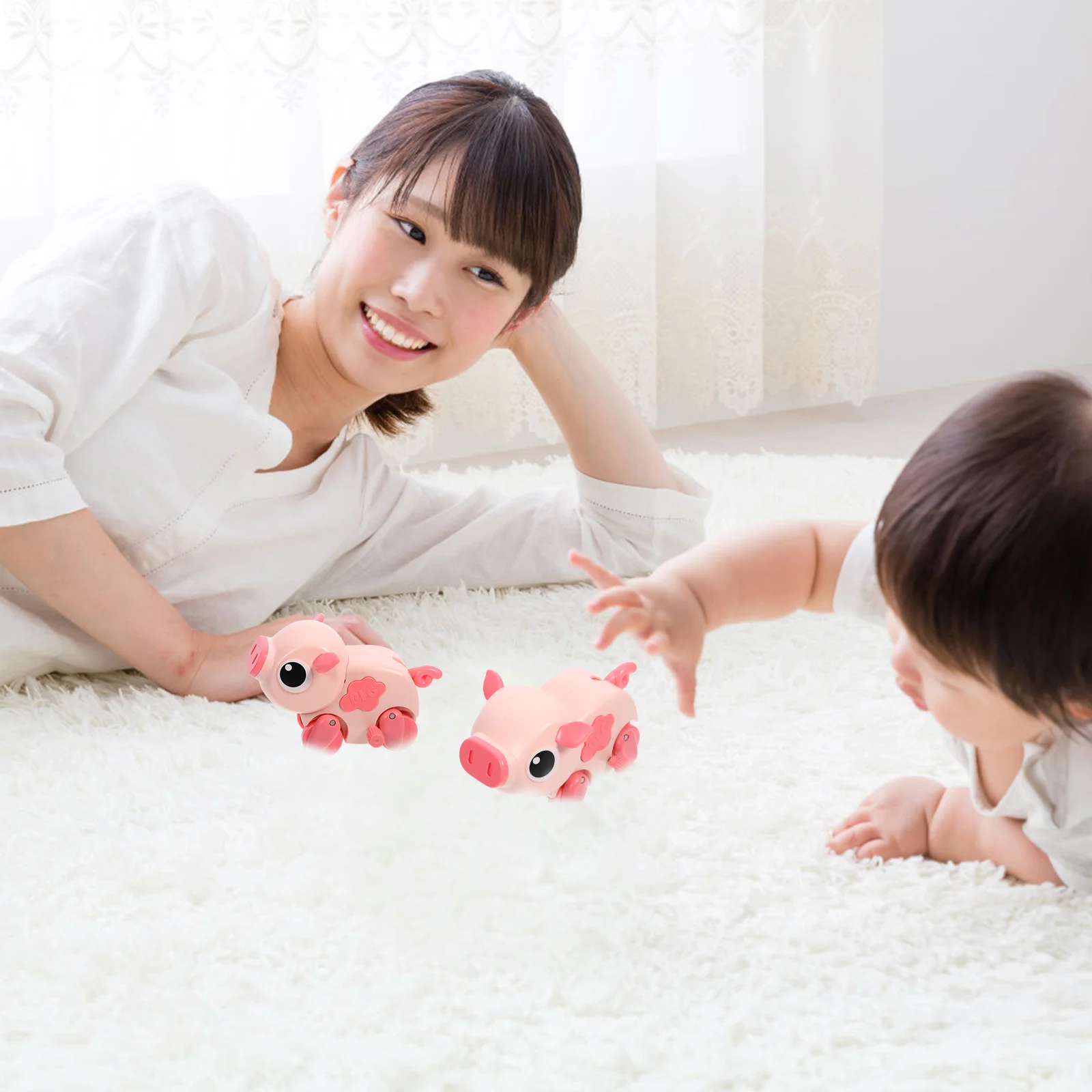 時計じかけの動物のおもちゃ動物のゼンマイ小道具豚の形の時計じかけの春のおもちゃゼンマイ豚パーティーのおもちゃ