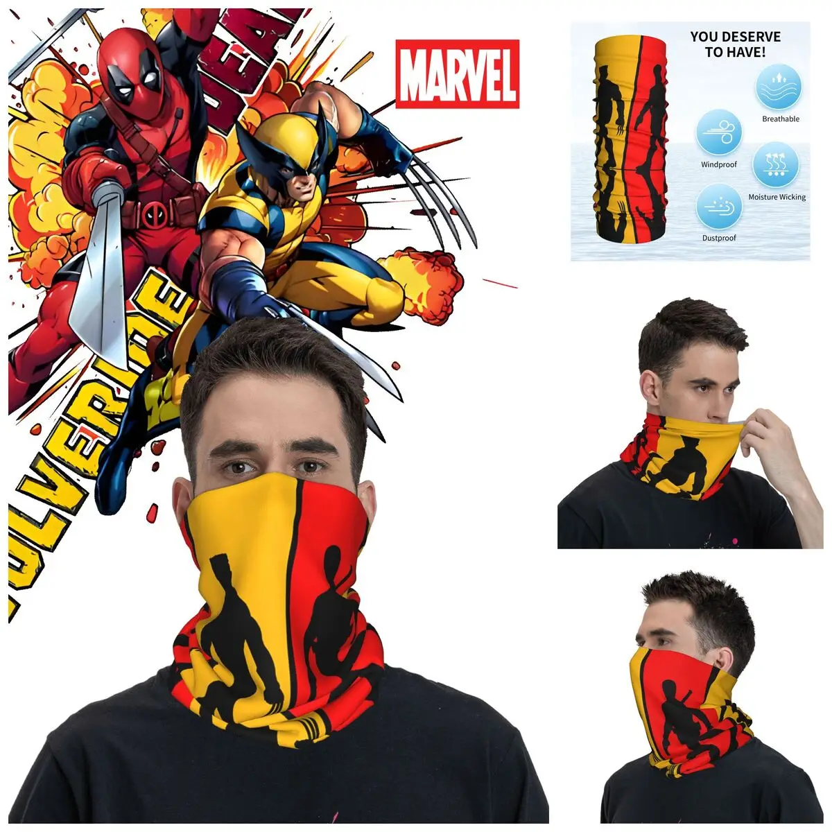 Heroic Entry Bandana Neck Gaiter Motorcycle Club Deadpool & Wolverine Wrap Scarf Balaclava Hiking Unisex Adult All Season