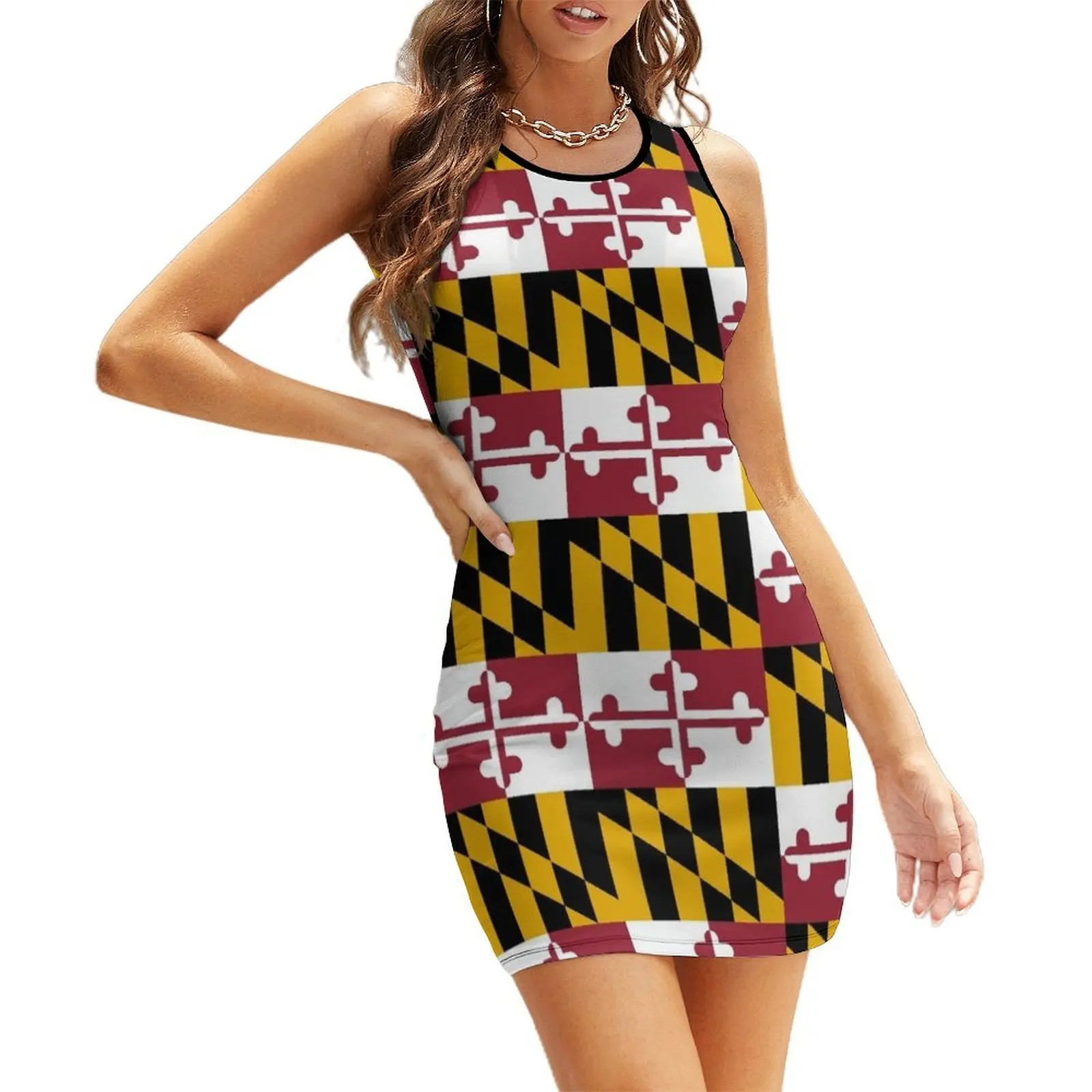 

Flag of Maryland Sleeveless Sundress cute dress dress summer Dresses for wedding party summer dress woman 2025