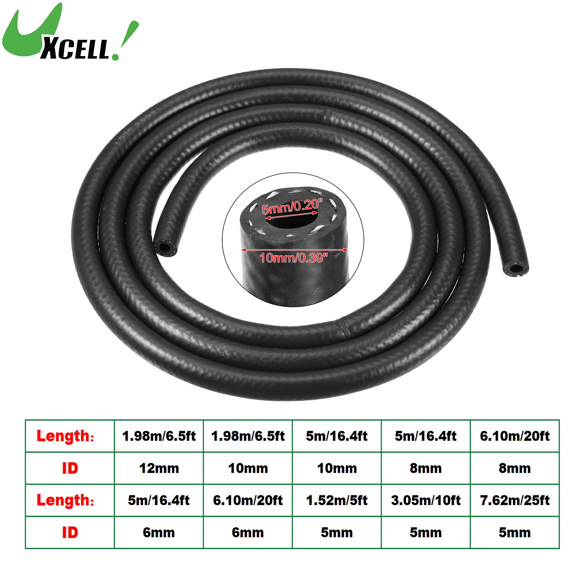 

UXCELL 1.98M-7.62M Fuel Line 5mm-12mm ID Hose Push on Hose for Small Engines Nitrile Rubber Tubing for Fuel Systems Engines