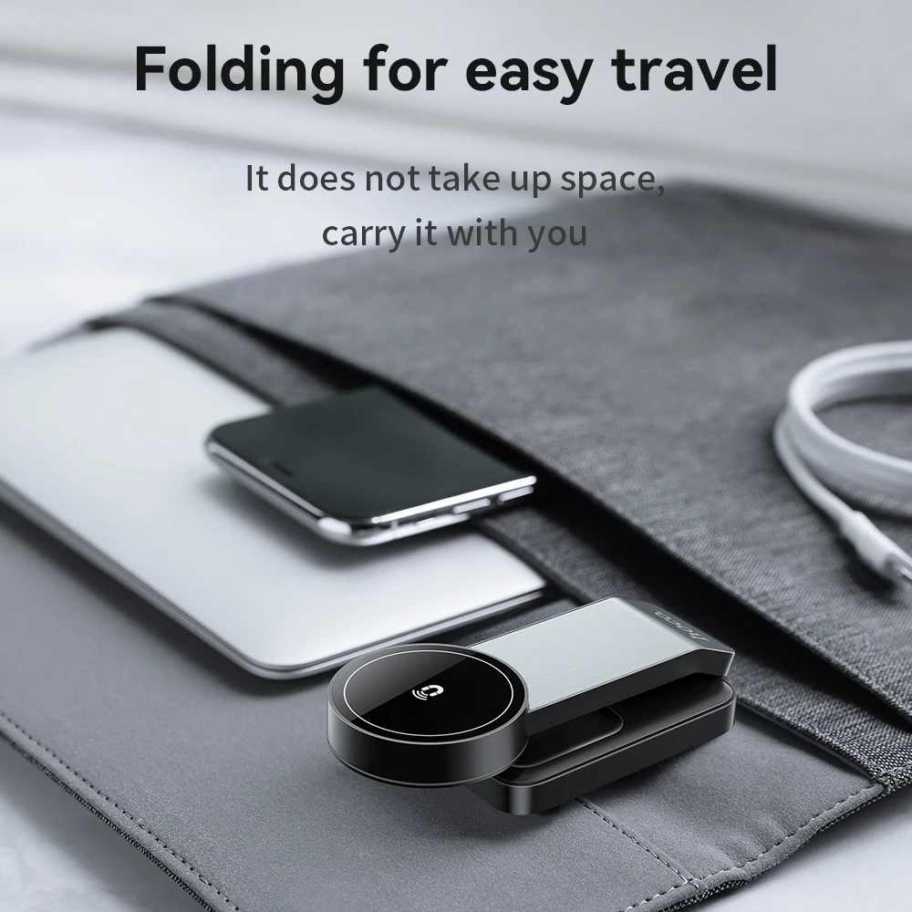 HOCO CQ3 3-in-1 Folding Magnetic Wireless Fast Charger Stand Holder For Iphone16 15 14 Pro Mobile Phones Watch Wireless Charging view 4