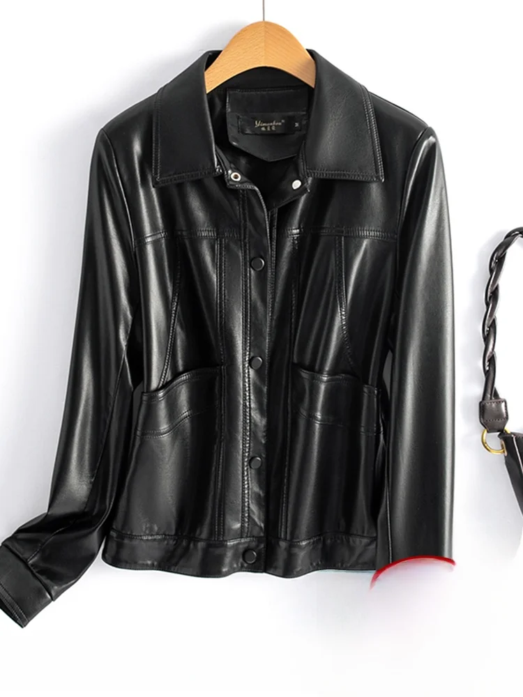   Ning 本物の牛革レザー ジャケット レディース スリムフィット オルト スレ 多用途 ファッション 春秋新作