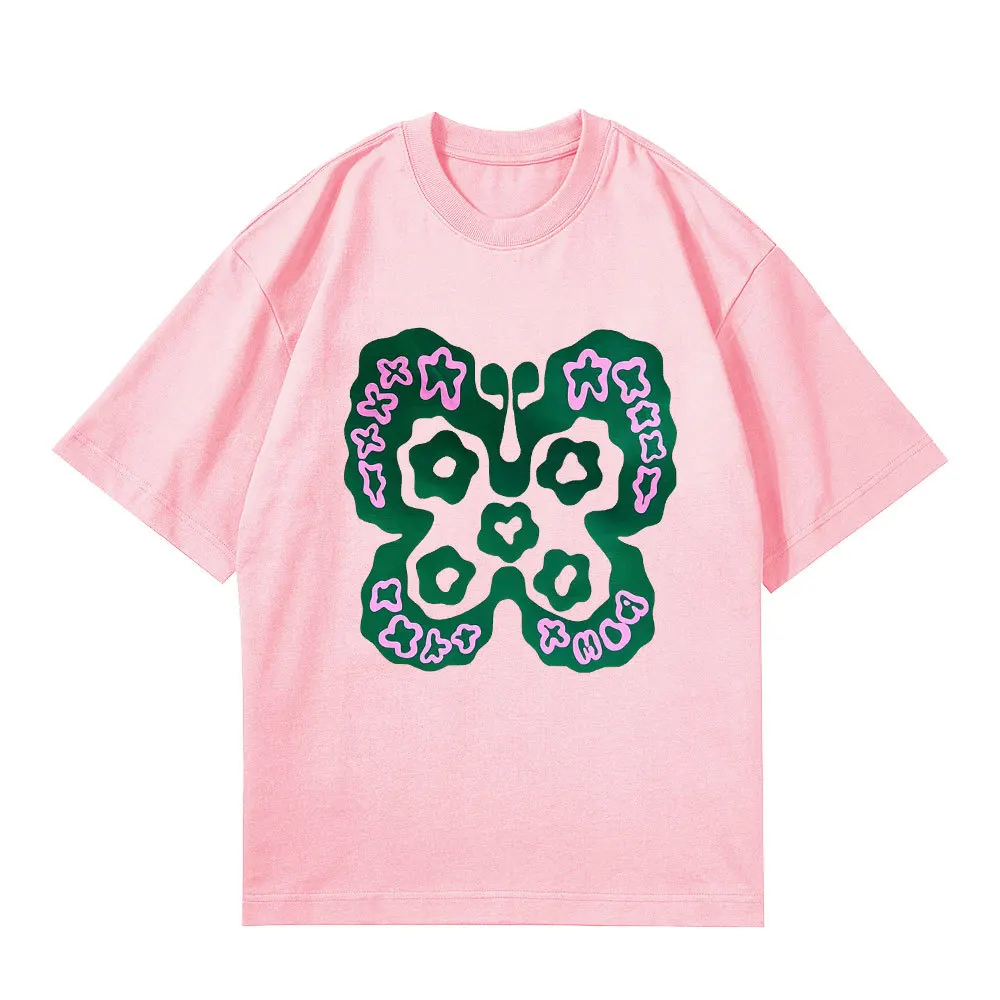 K-POP YeonJun SooBin BeomGyu Round Neck Personality Retro Short Sleeve Butterfly Printing T-shirt Unisex Clothing Accessories