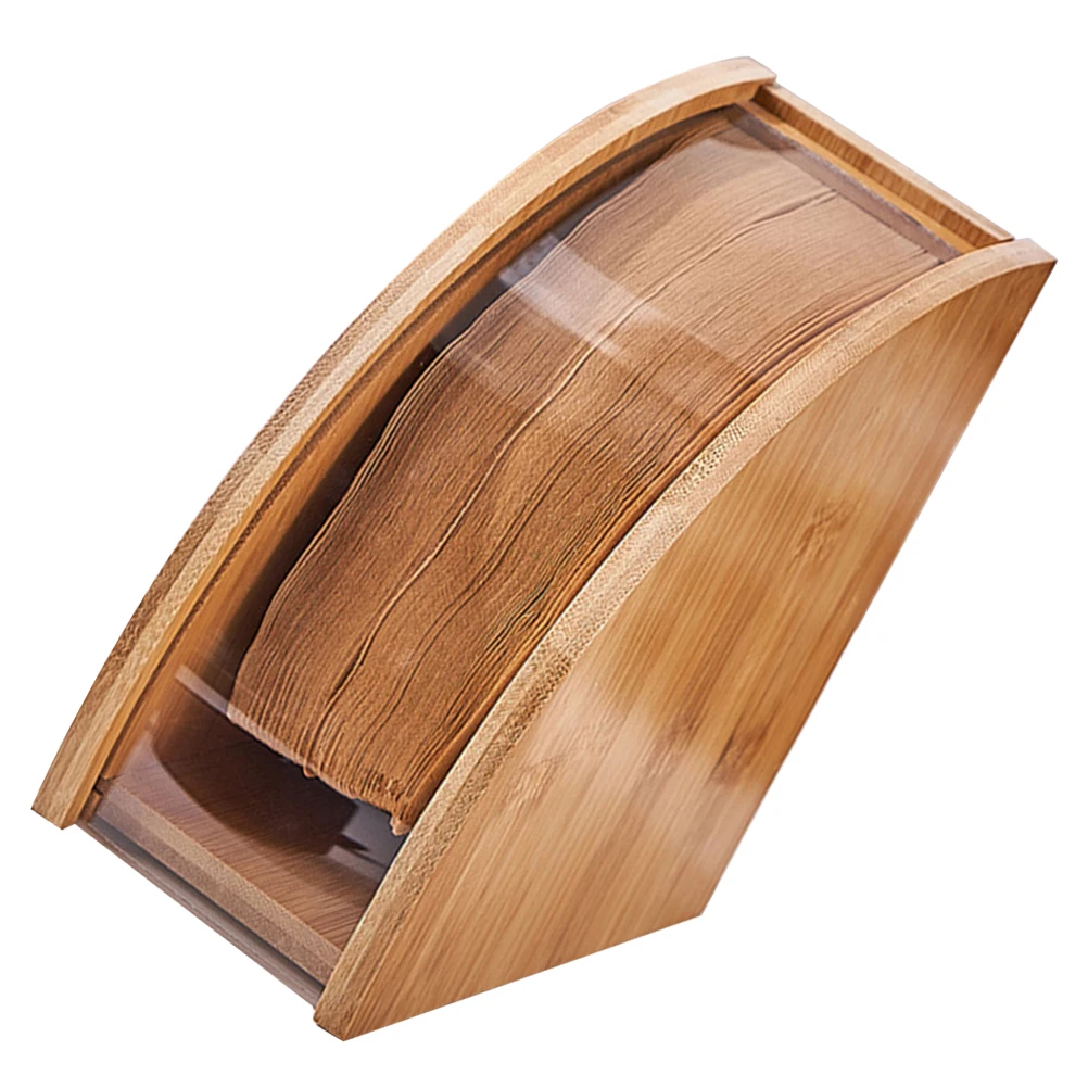 

Coffee Filter Storage Rack Fan Shaped Holder Solid Wood Large Capacity Desk Organizer Smooth Edge Coffee Filter Paper