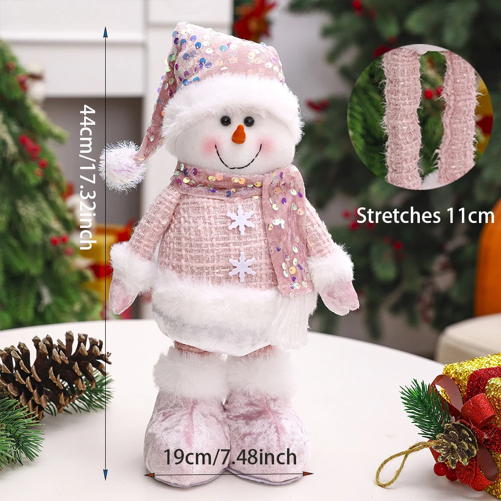 دمية عيد الميلاد تلسكوبية وردية لغرفة النوم ، الرجل العجوز ، رجل الثلج ، الأيل ، الشكل ، العرض ، هدايا عيد الميلاد ، الديكور ، 1 * *