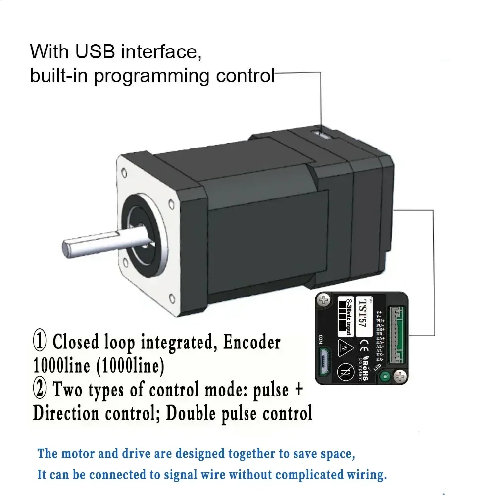 Closed Loop Stepper Motor Drive All-in-one Encoder Hybrid Servo 5mm/8mm Shaft Nema17/23 57/60mm Motor Stepper Integrated Motor