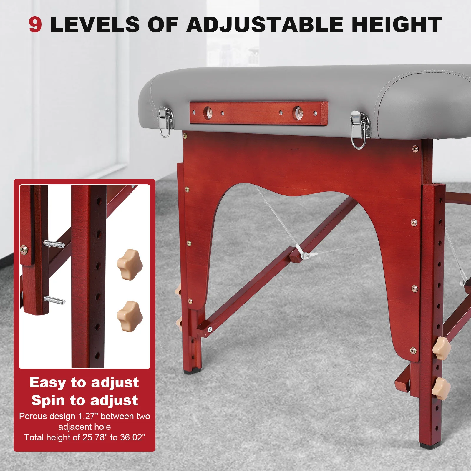 

Portable Massage Table Height Adjustable Folding Tattoo Beauty Bed with Carrying Bag for Physiotherapy Shops