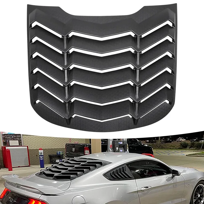 Rear Window Louvers for Ford Mustang 2015-2023 Windshield Sun Shade Cover Vent in GT Lambo Style ABS Matte Black