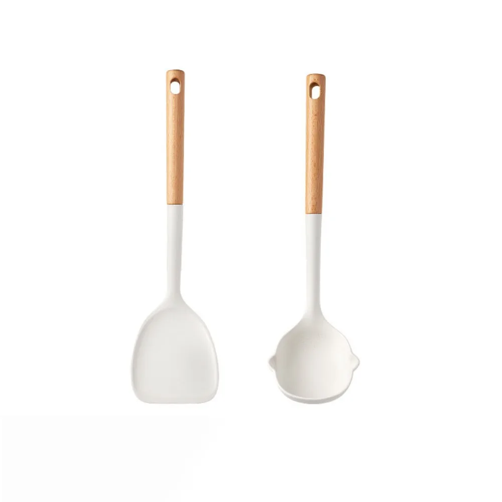 

Silicone Cooking Spatula Set Anti-scalding Wood Long Handle Kitchen Spoon Shovel Set Heat Resistant Not Hurt Pot Kitchenware Set