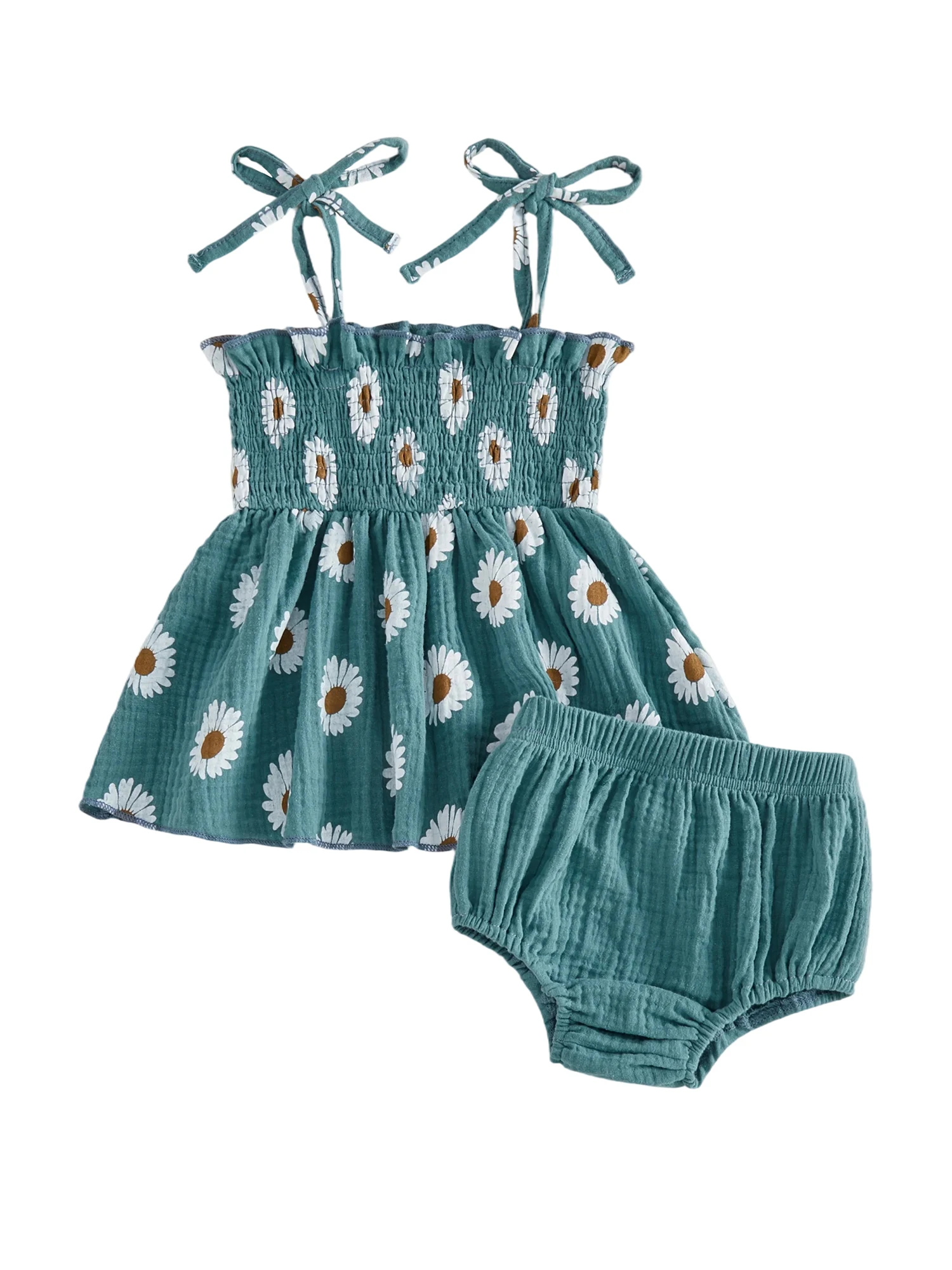 

Adorable Baby Girls Floral Print Ruffle Sleeve Top and Shorts Set for Summer 2-Piece Outfit with Bow Detail