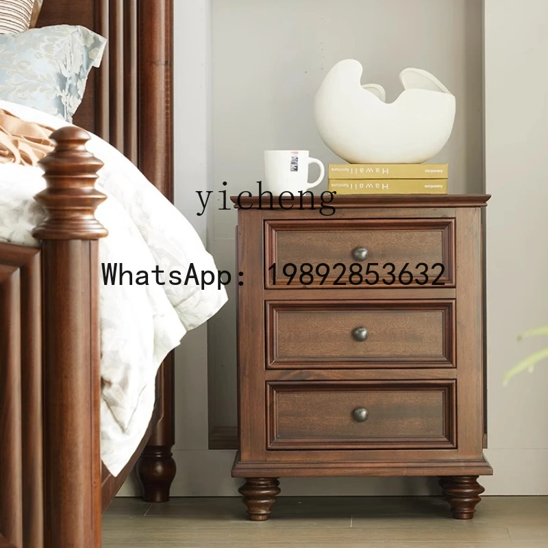 ABC  walnut all solid wood bedside table  furniture three drawers bedside table locker