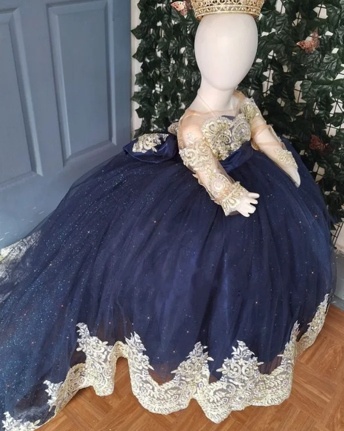 Mini robes de Quinceanera pour petite princesse, robe de demoiselle d'honneur, appliques florales avec nœud, robes de convocation de mariage, 2025