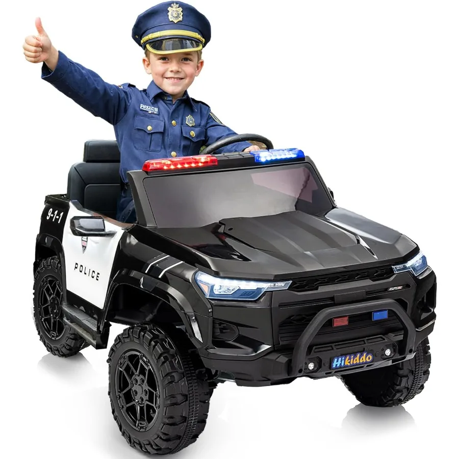 Carro de polícia elétrico para 2 lugares 24V 10AH Ride on Toy para grande com controle remoto 4x200W motores 5mph velocidade máxima - preto