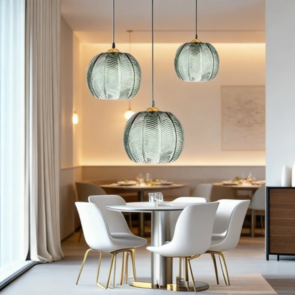 

Подвесной светильник из скандинавского стекла E27, лампа для ресторана, обеденного стола, кухни, отеля, бара, книжного бара, интерьера, подвесные светильники