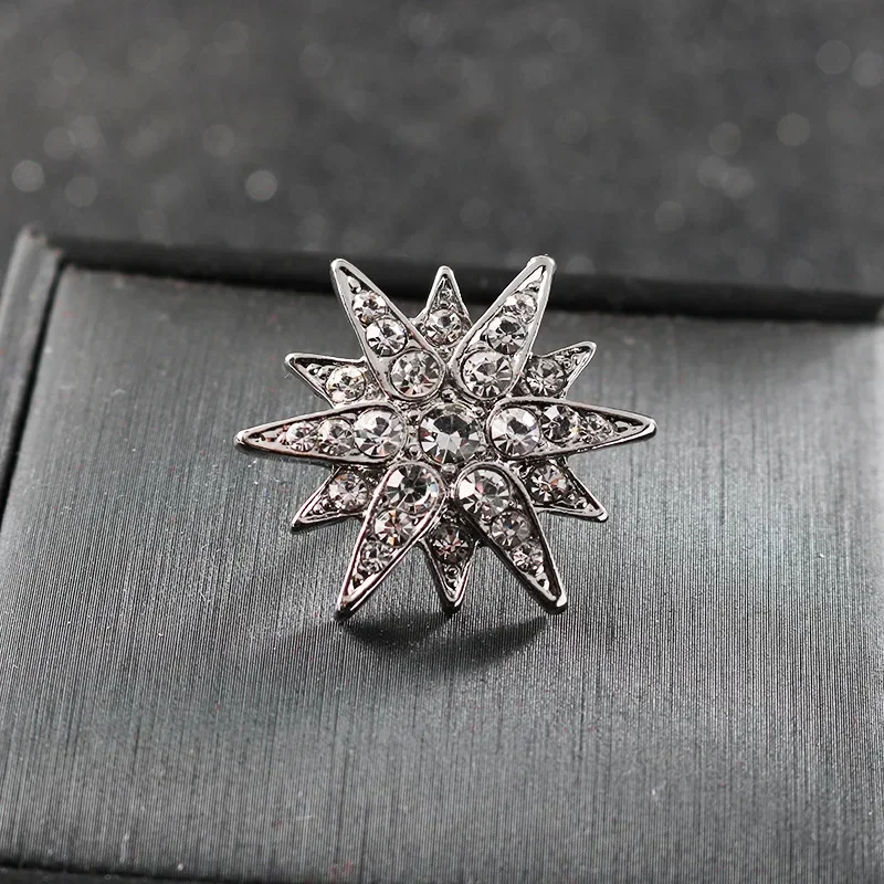 Korean Fashion Cubic Zirconia Star Brooch Pin for Men Lapel Button Suit Corsage Badge Shirt Collar Accessories Jewelry Luxury