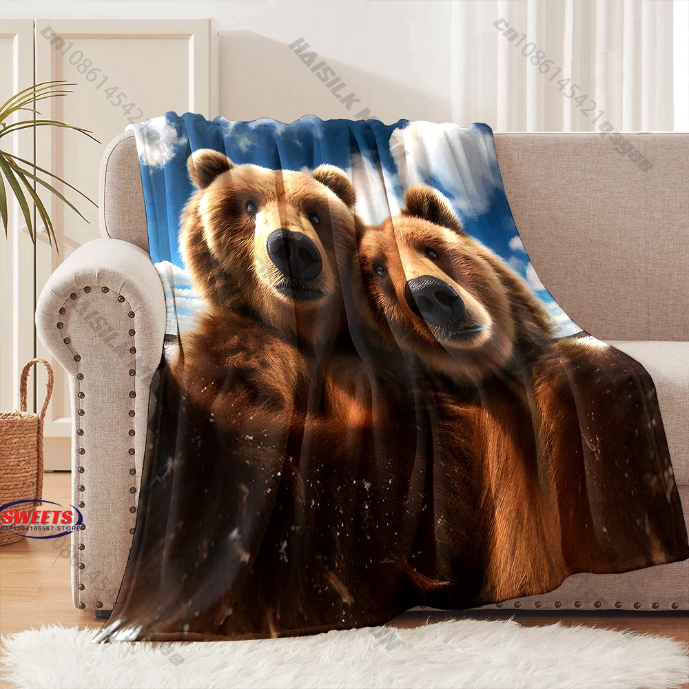 

Bear-Themed Cozy Blanket Multiple sizes kid's and adults' bedroom living room sofa decor blanket, Exquisite gift