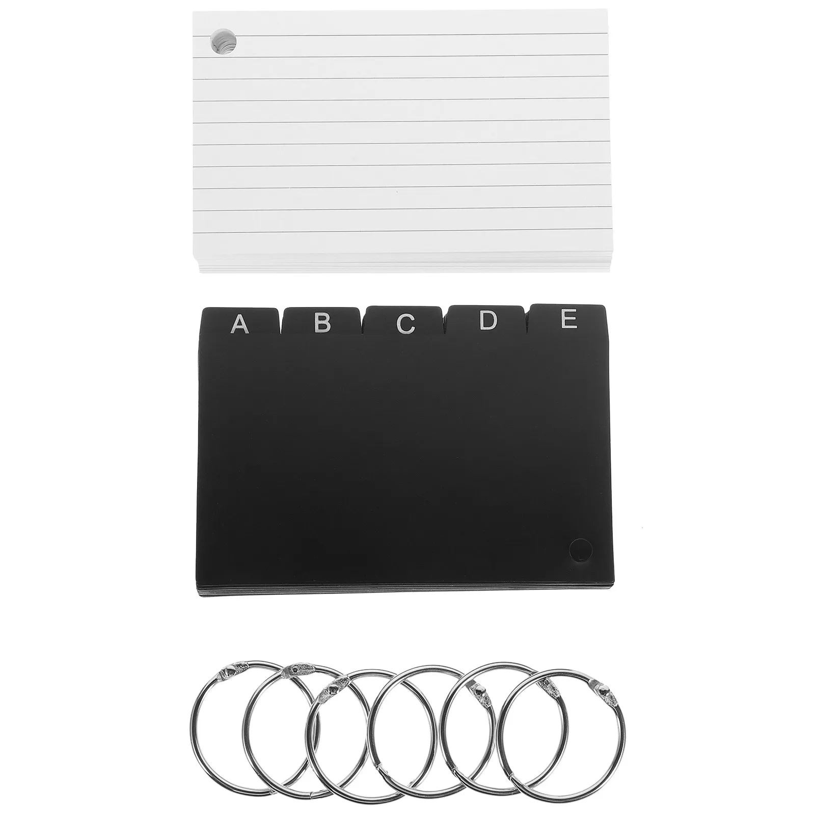 1-set-of-index-card-bookmarks-blank-flash-cards-lined-note-cards-punched-with-metal-ring-portable-pocket-notepad-for-office