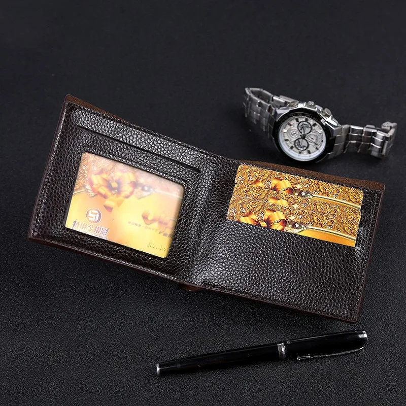 Men's 2PCS Watch Wallet Set Leather Wallet And Fashion Leather Quartz Watch