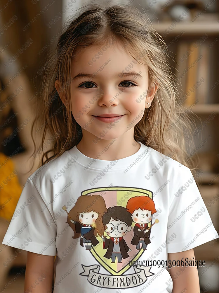 Summer Hot Sale Cartoon Harry Potter Print T-shirt For Kids Comfortable Pure Cotton Sports Tshirts Boys Girls Gifts Kids Clothes view 3