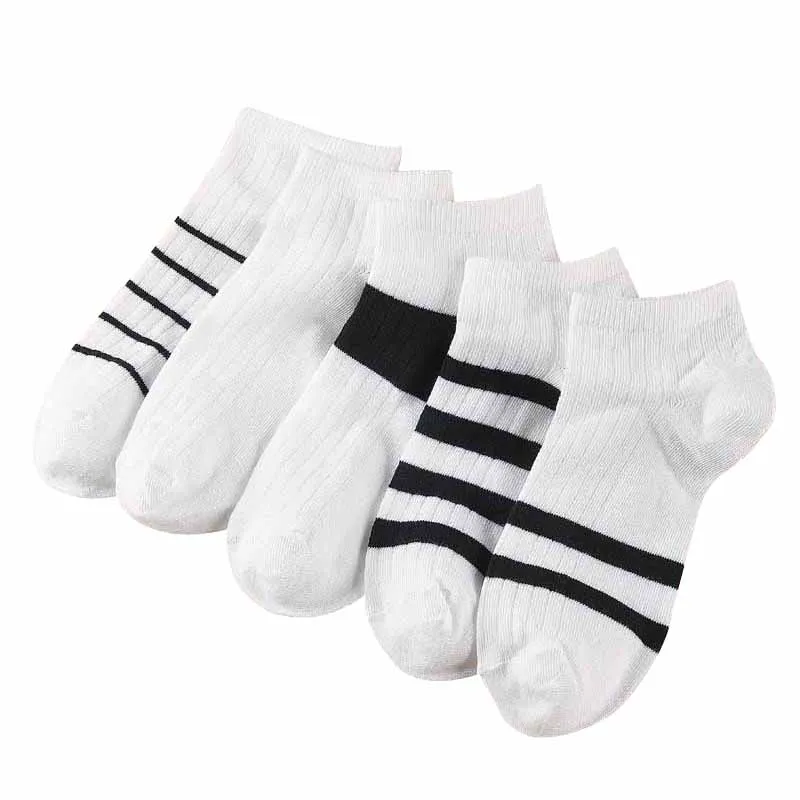 5 Pairs Unisex Boat Socks Spring Summer Stripe Women Cotton Ankle Socks Fashion Sports Versatile Men Shallow Mouth Socks