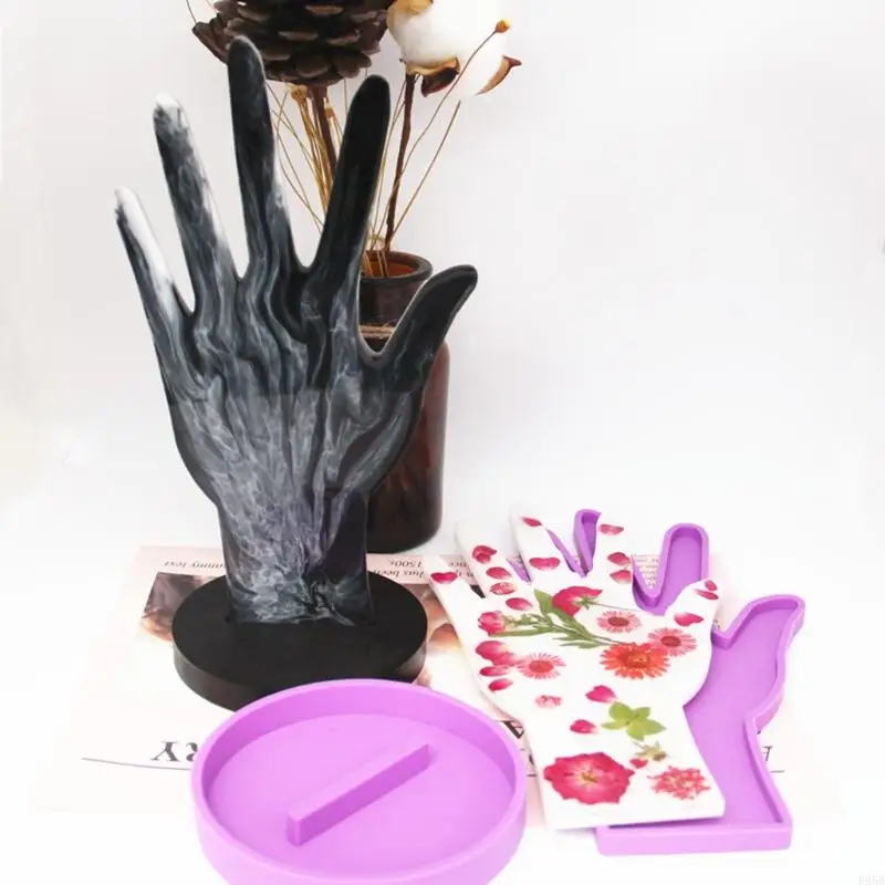 Molde silicona en forma mano para baratija bricolaje Pense joyas joyas Pendientes B95B