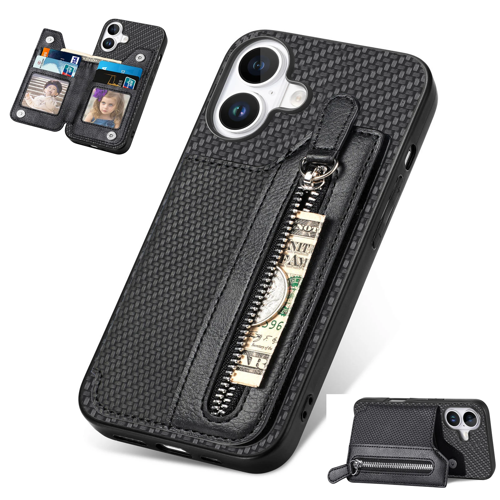 حافظة محفظة جيب بسحاب لهاتف هواوي بورا 80 70 P50 برو ميت 70 اير 60 نوفا 14 الترا 13 12 ستوكات 4 بطاقات غطاء للحماية