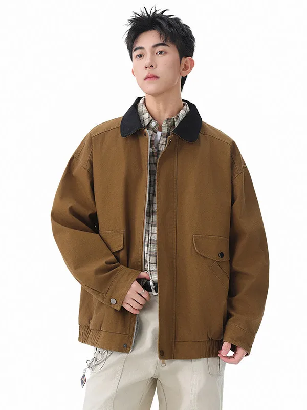 

Retro Cotton Workwear Jaet Men's Loose Versatile Detroit Collar Casual Faionable Outdoor Regular Length Autumn Coat