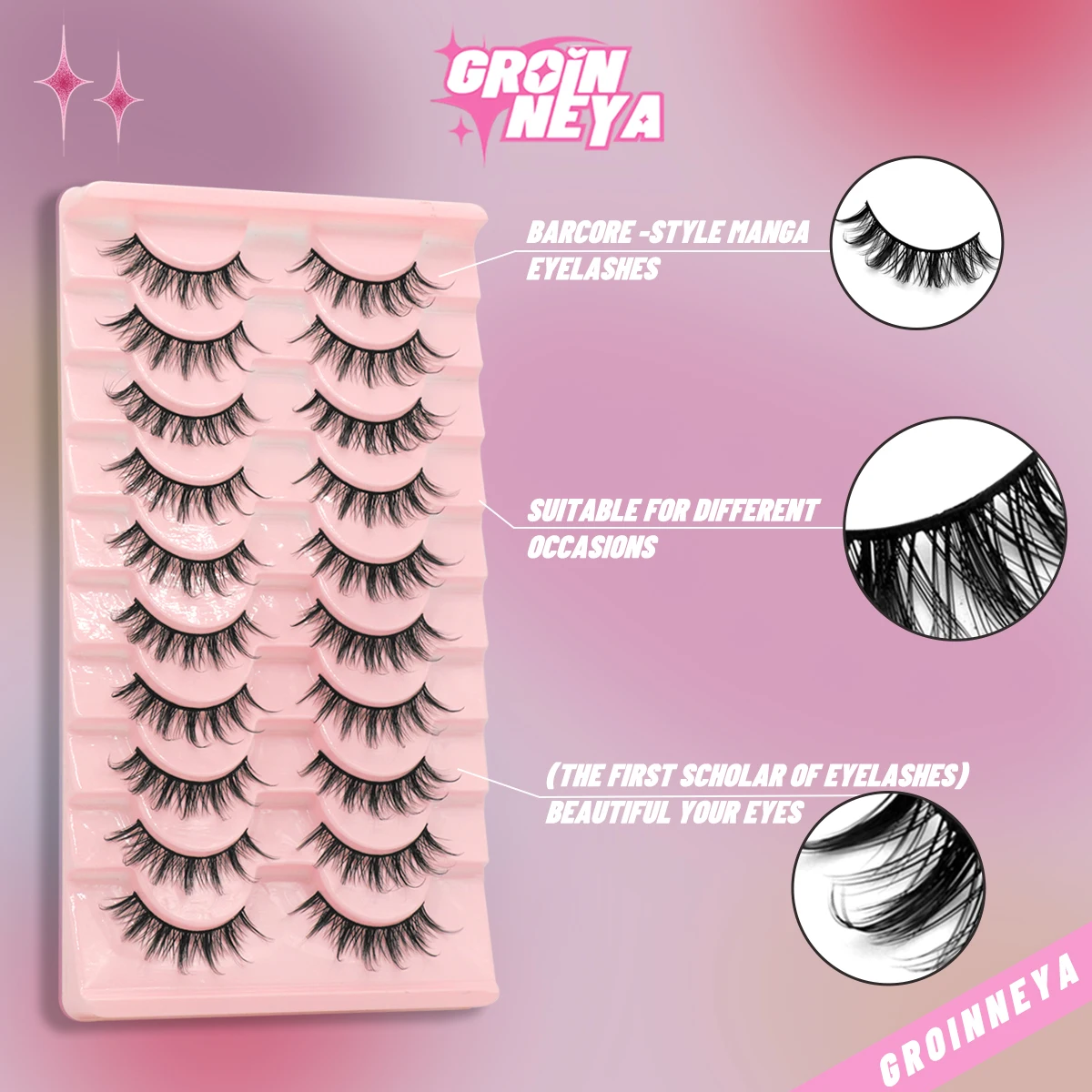 GROINNEYA 5/10 par rzęs 3D sztuczne rzęsy puszyste miękkie rzęsy Manga delikatne naturalne realistyczne przedłużanie rzęs