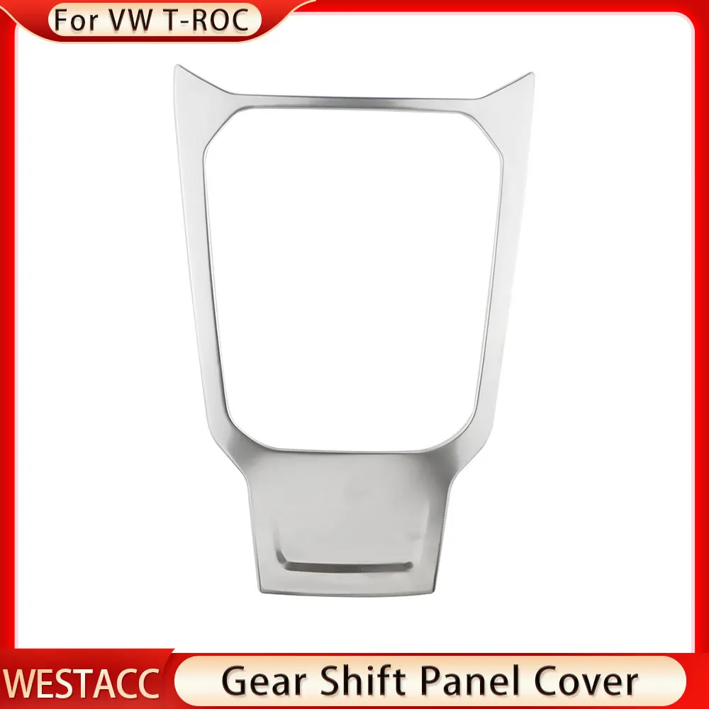 Stainless Steel Car Gear Shift Knob Panel Cover Sticker Trim for Volkswagen VW Troc T-Roc 2018 2019 2020 2021 2022 Accessories