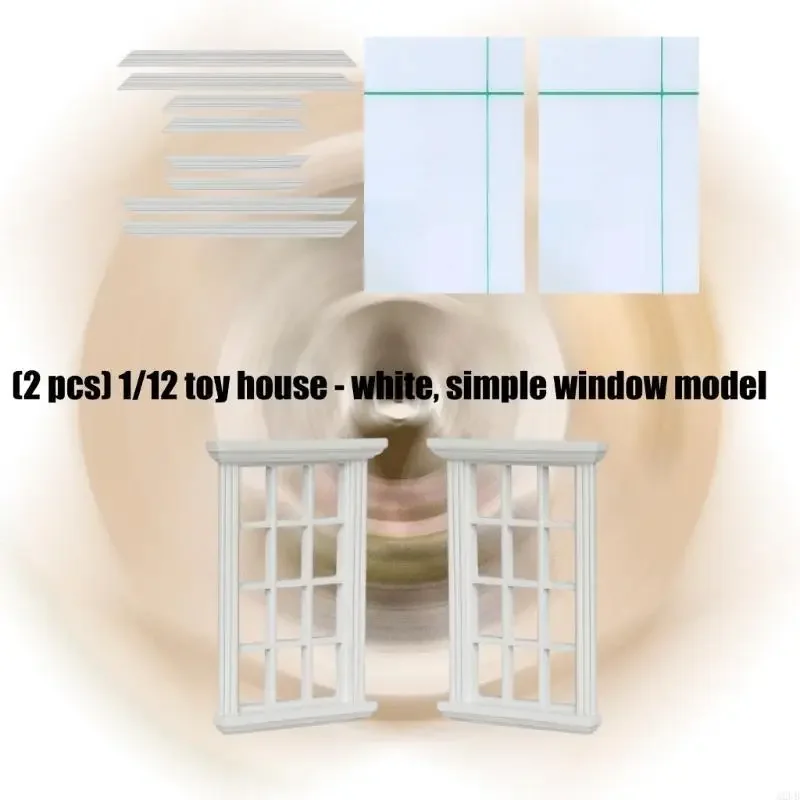 1/12 Miniature ไม้หน้าต่างบ้านตุ๊กตาหน้าต่างขนาดเล็กรูปสำหรับเด็ก Interactive Playset โครงการตกแต่ง 2PCS 15UB