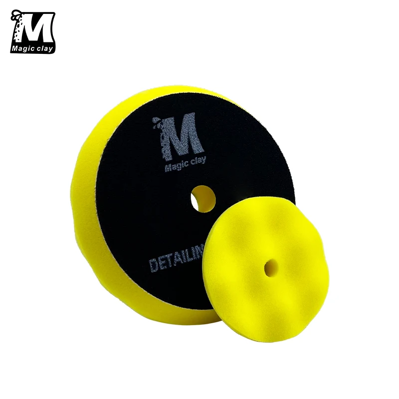 

Желтая волнистая пенопластовая полировальная подушечка для полировки, набор губок для полировки воском, удаляет детализацию царапин, полировальная подушечка средней резки