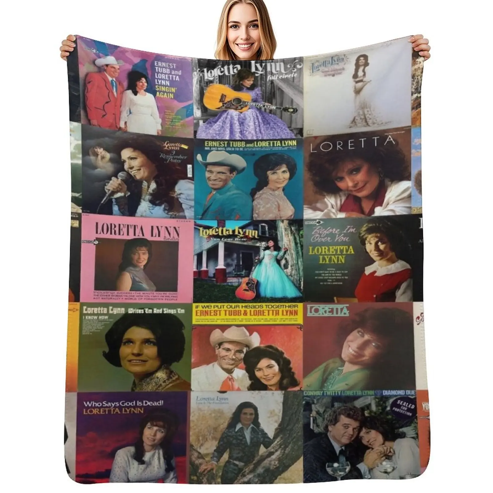

Loretta Lynn Albums Quilt For Fans Ver 25 Throw Blanket Multi Use Warm Blanket for Living Room Bedroom
