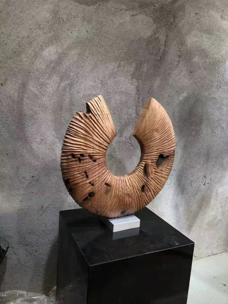 Crafts Wooden Rings Tabletop Decor Luxury Sculpture Home Furnishing Hotel Gary Interior Decoration